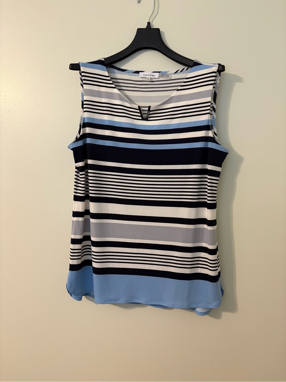 Calvin Klein Navy, Light Blue & White Striped Sleeveless Camisole